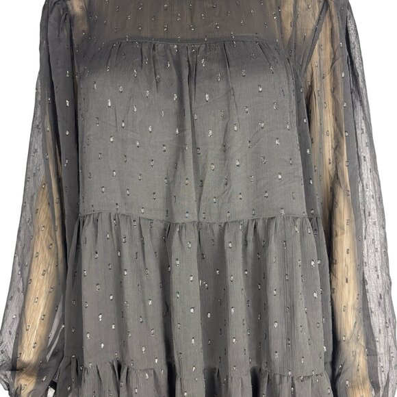 Always Indigo Tiered Mini Dress Women’s Plus Size 1X Black Mesh Printed - Picture 6 of 14